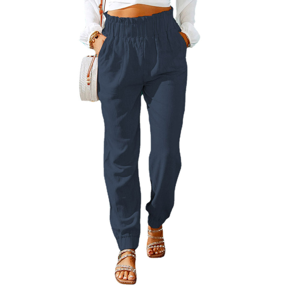 Damen lässige Freizeithose mit elastischem Bund und praktischen Taschen Drune