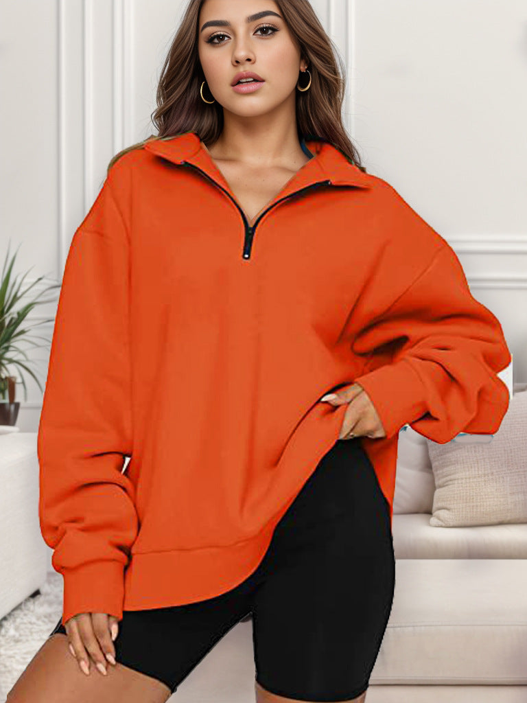 Damen Oversized Sweatshirt mit Stehkragen Drune