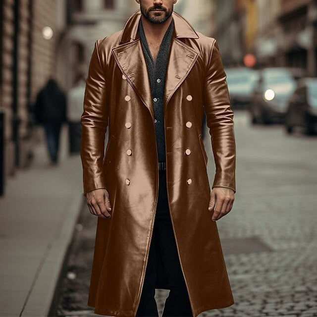 Herren eleganter und glänzender Trenchcoat Drune