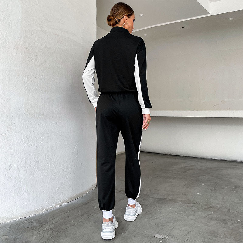 Damen Sportliches Trackset mit Kontraststreifen und elastischem Bund Drune