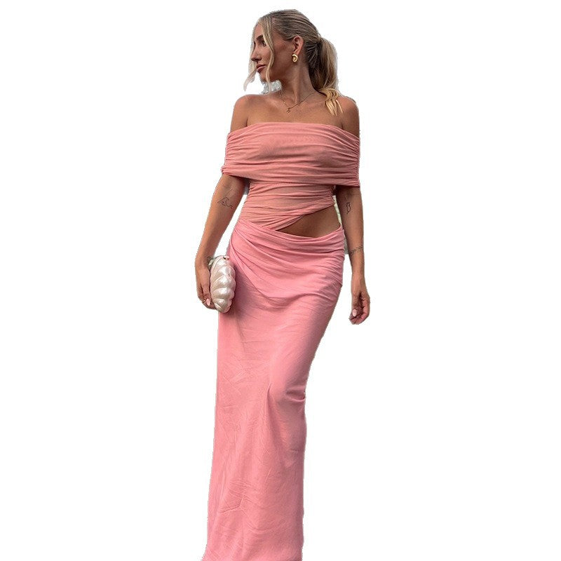 Damen Maxi-Kleid mit transparenten Elementen und Wickel-Detail Drune
