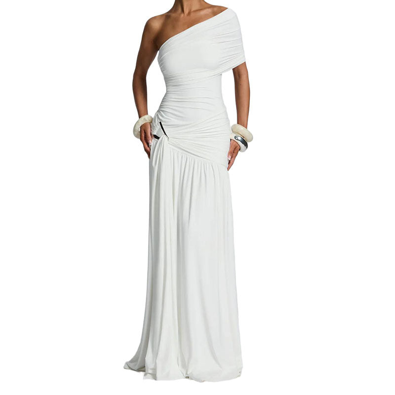 Damen Elegantes Wickelkleid mit asymmetrischem Schnitt und Rüschendetails Drune
