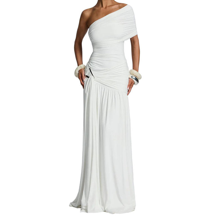 Damen Elegantes Wickelkleid mit asymmetrischem Schnitt und Rüschendetails Drune