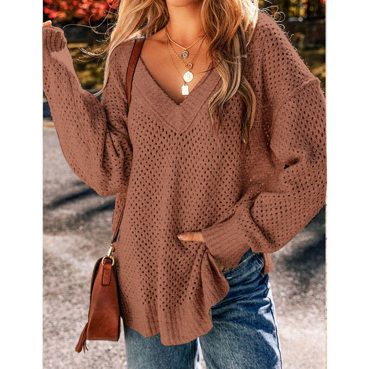 Damen Luftiger Strickpullover mit modernem Lochmuster Drune