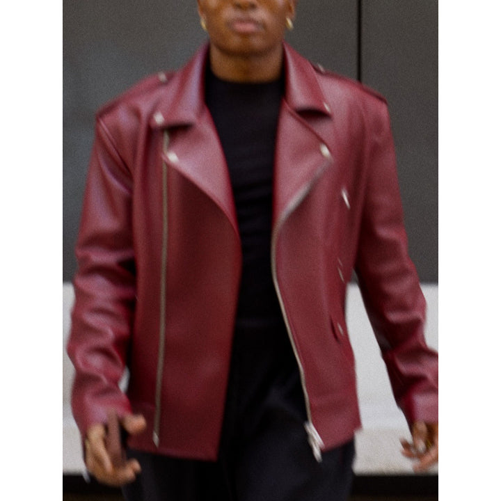 Damen modische Biker-Lederjacke mit asymmetrischem Reißverschluss Drune