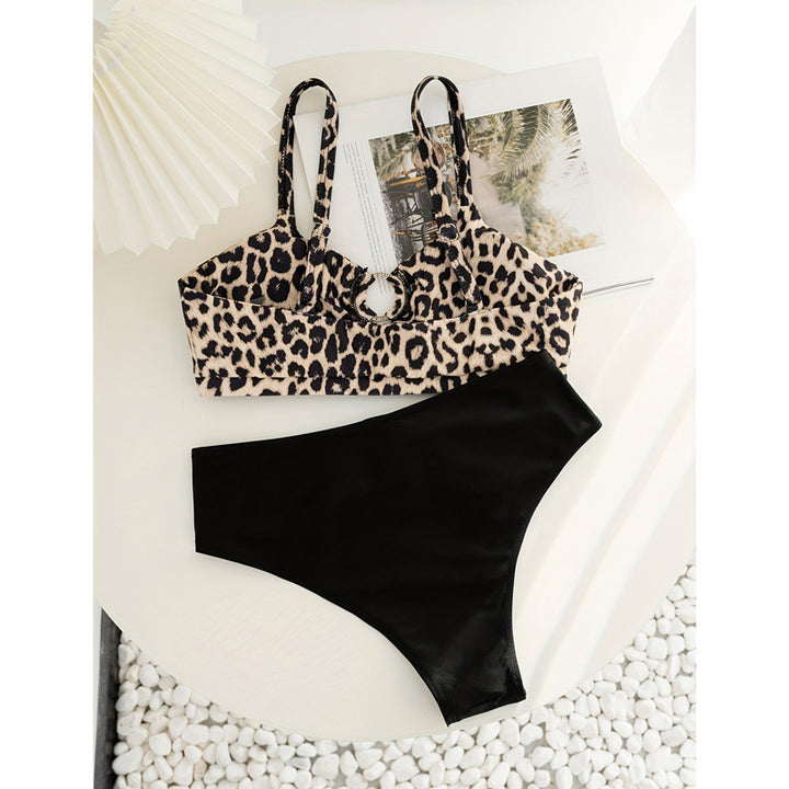 Damen Triangel-Bikini-Set mit modischem Tiermuster und knotendem Höschen Drune