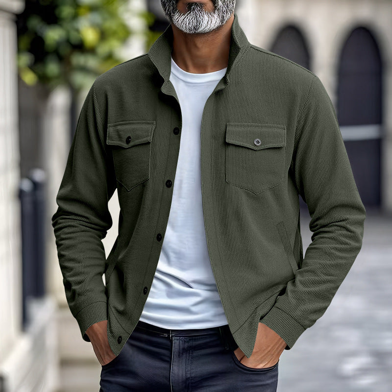 Herren lässige Oberhemdjacke mit funktionalen Taschen und strukturiertem Design Drune