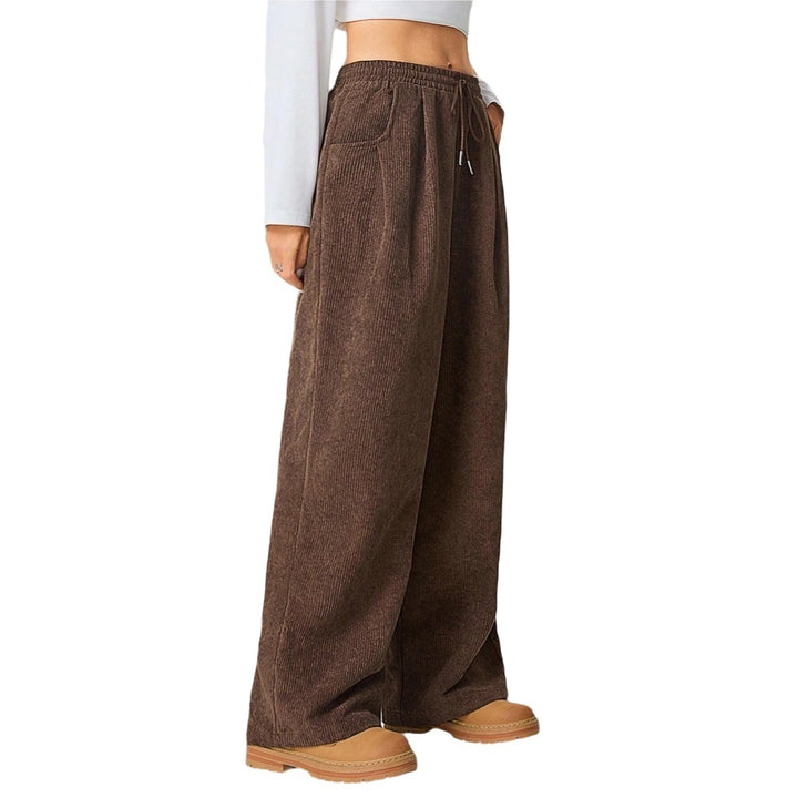 Damen weite Cordhose mit elastischem Bund und praktischen Taschen Drune