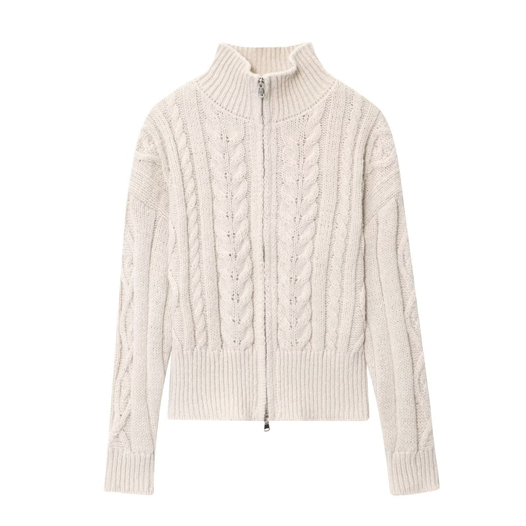Damen Strickjacke mit hohem Kragen und Reißverschluss Drune