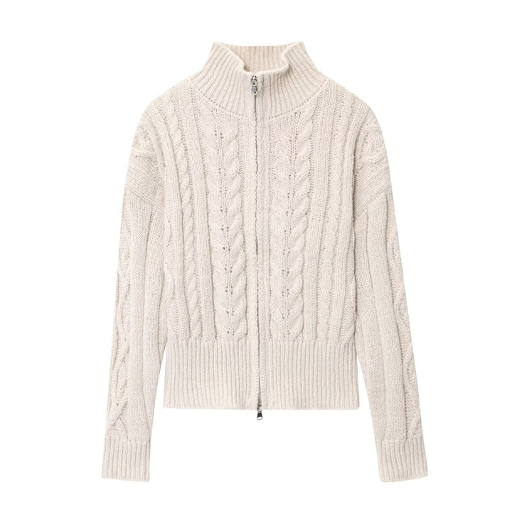 Damen Strickjacke mit hohem Kragen und Reißverschluss Drune