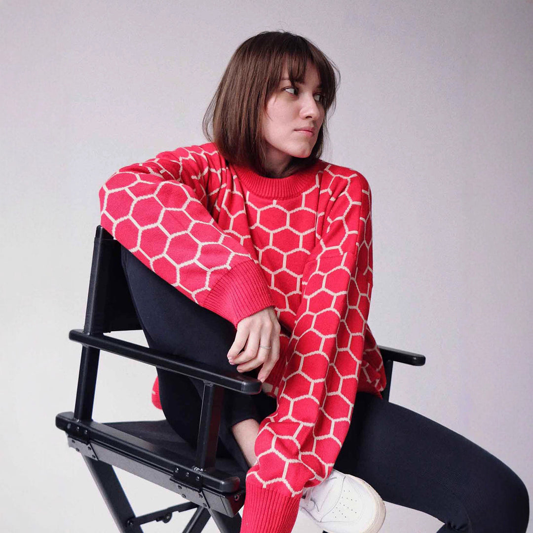 Damen Pullover mit exklusivem Wabenmuster und komfortablem Schnitt Drune