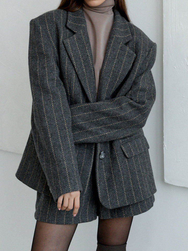 Damen Oversized Blazerjacke mit eleganten Streifen Drune