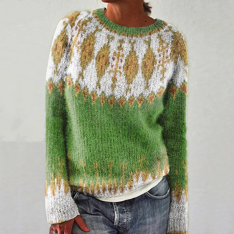 Damen Strickpullover mit lebhaftem Muster und komfortablem Schnitt Drune