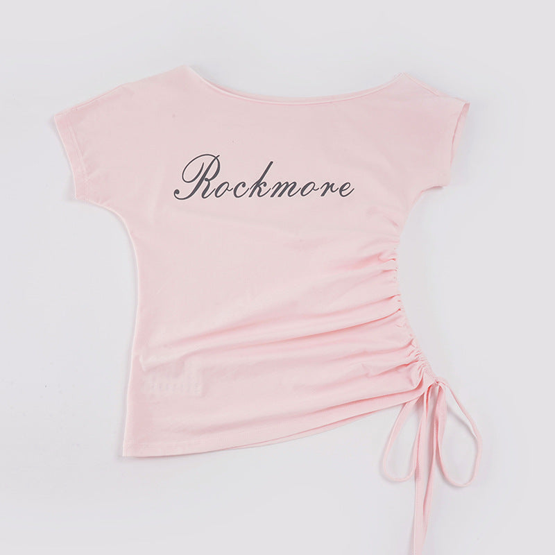 Damen asymmetrisches Casual-Shirt mit raffinierten Rüschendetails Drune