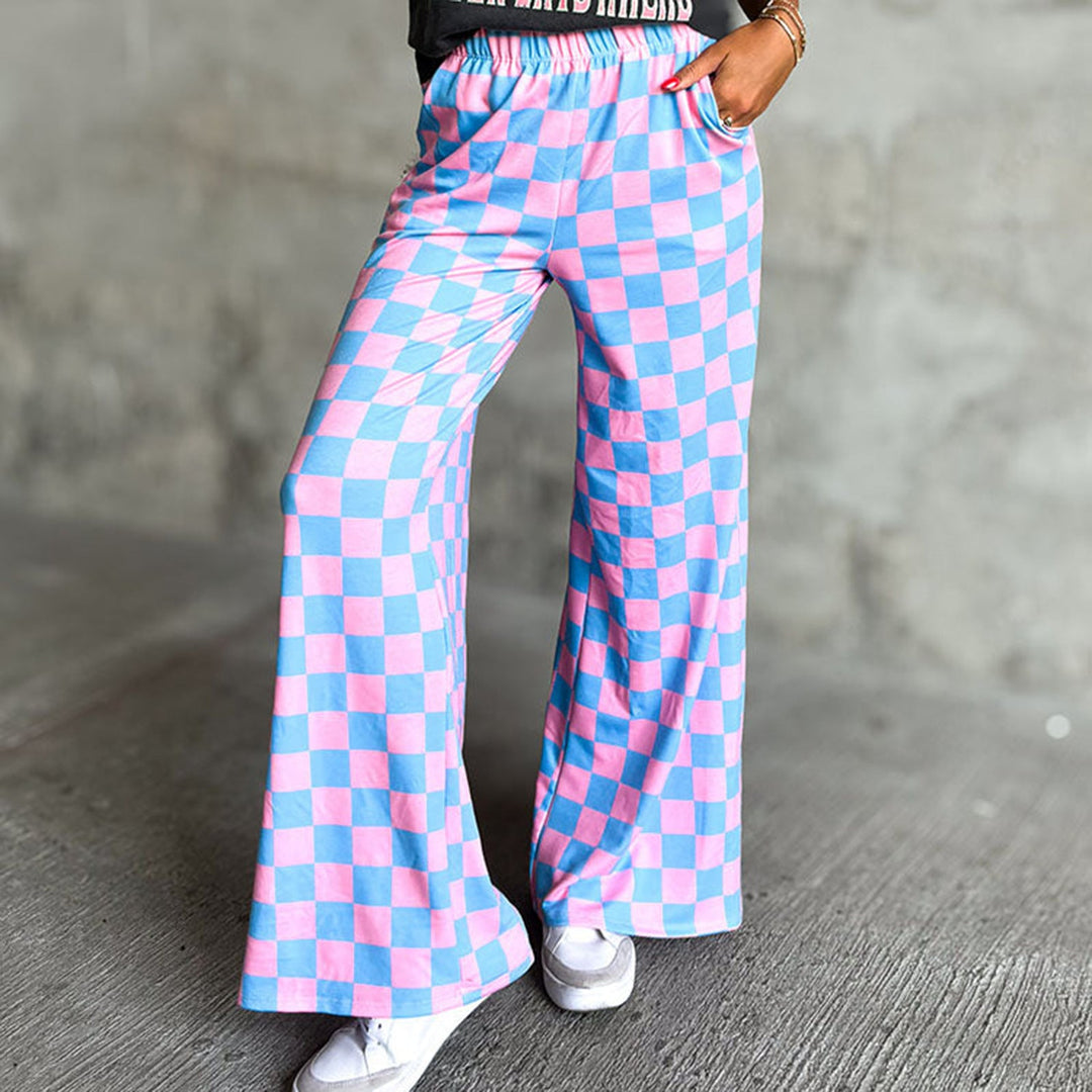 Damen Karierte Palazzohose Drune
