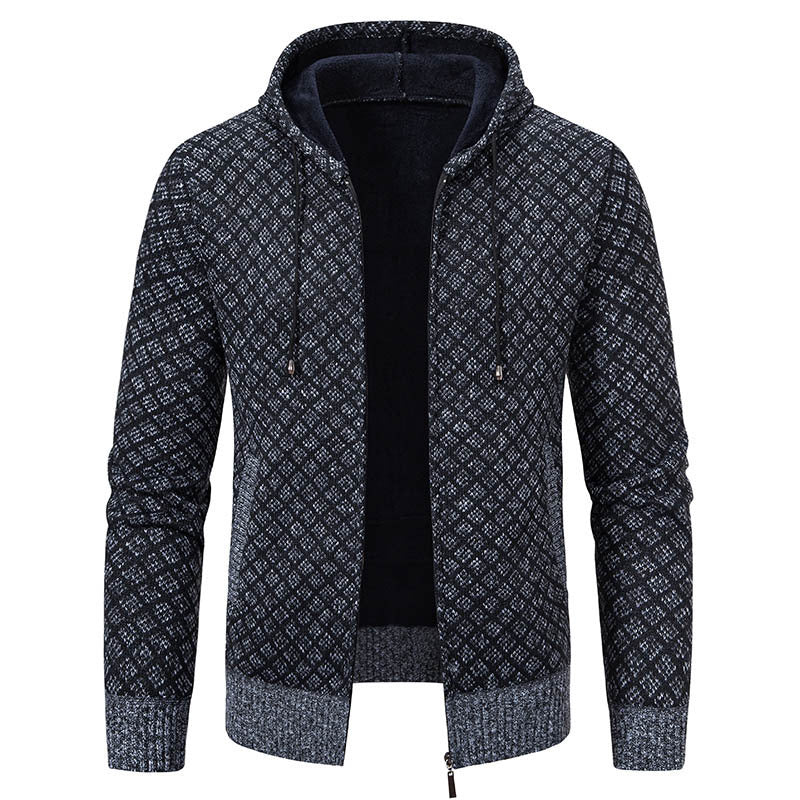 Herren stylische Jacke mit modernem Wabenmuster und Kapuze Drune