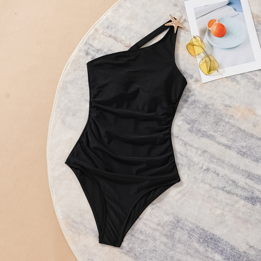 Damen Einseitiger Badeanzug mit eleganter Sternenapplikation Drune