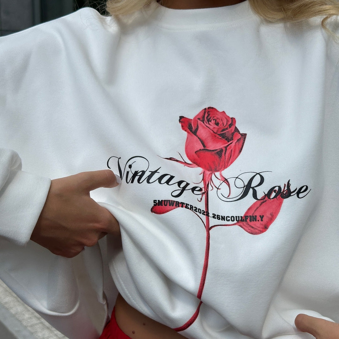 Damen lässiges Sweatshirt und Shorts-Set mit floralem Druck Drune