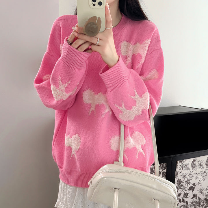 Damen Kuscheliger Strickpullover mit verspieltem Schleifenmotiv Drune