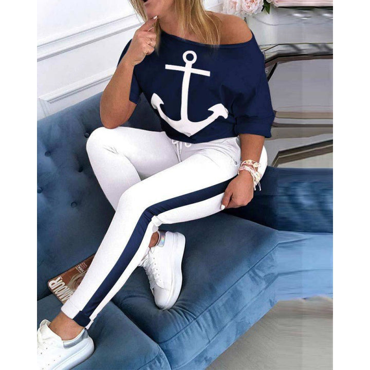 Damen lässiges Sweatshirt und sportliche Leggings Set Drune