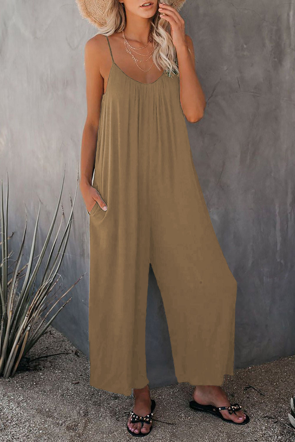 Damen Lässiger Jumpsuit mit weitem Schnitt und praktischen Taschen Drune