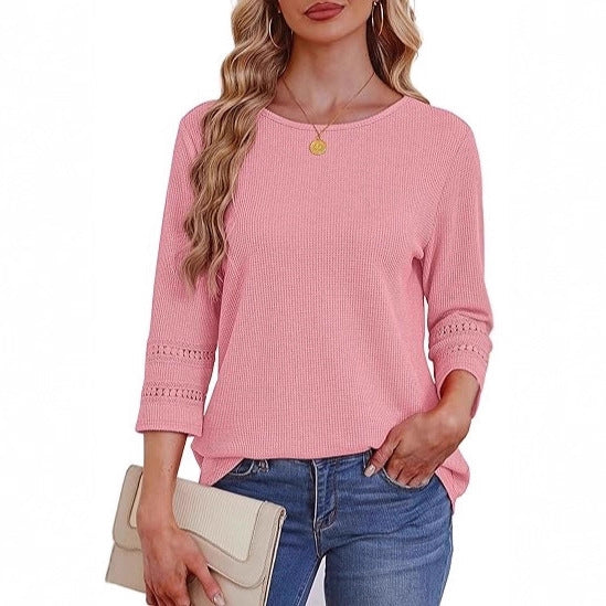 Damen lässiges Longsleeve-Oberteil mit Spitzen-Details Drune