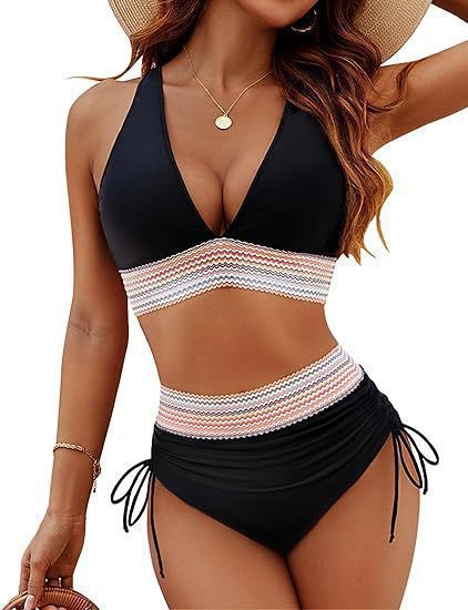 Damen Push-Up Bikini-Set mit verstellbaren Trägersystem und hohem Taillen-Slip Drune