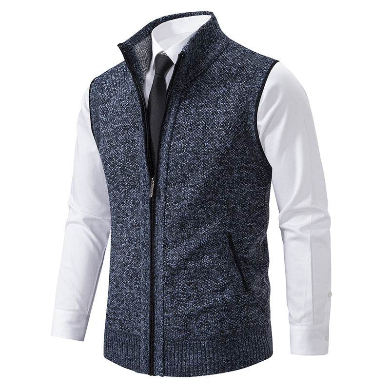 Herren nan elegante Strickweste mit Stehkragen und verdecktem Reißverschluss Drune