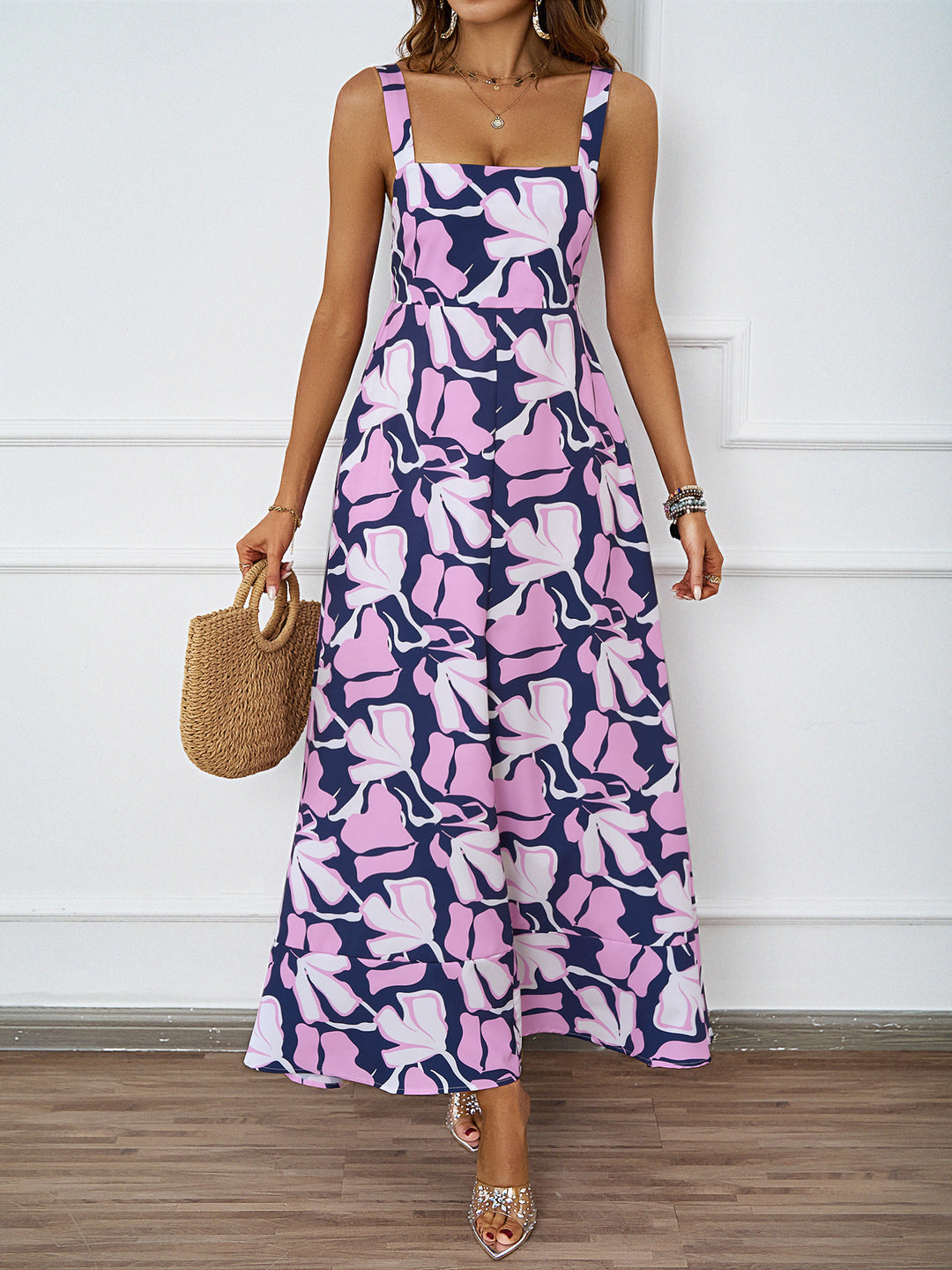 Damen Maxikleid mit modernem Blumendesign und schmeichelnder Silhouette Drune
