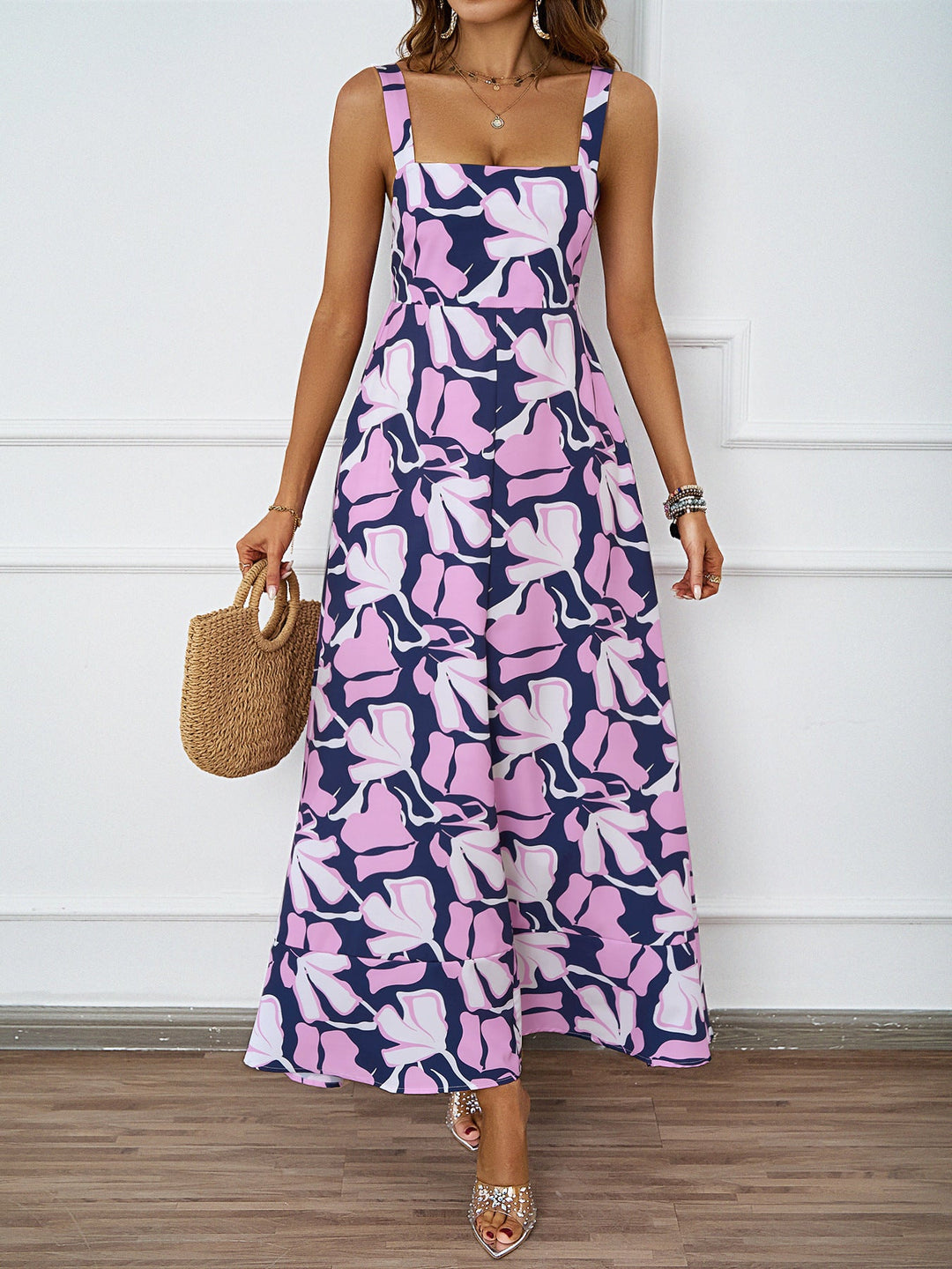 Damen Maxikleid mit modernem Blumendesign und schmeichelnder Silhouette Drune