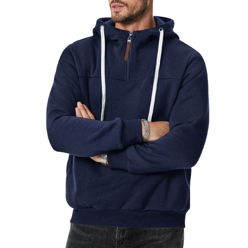 Herren Hoodie mit hohem Kragen und innovativem Reißverschluss Drune