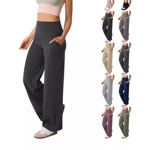 Damen weite High-Waist Freizeithose mit praktischen Taschen Drune
