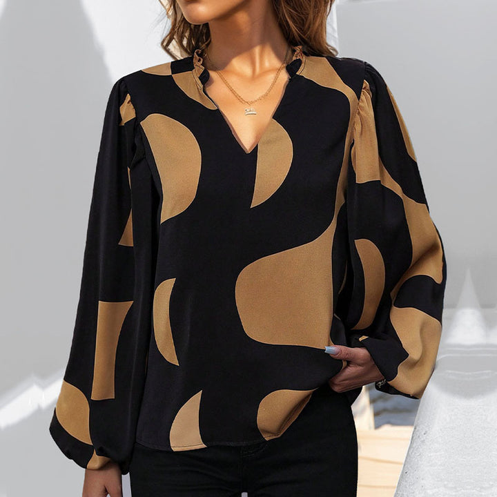 Damen Bluse mit geometrischem Muster und lässigem Schnitt Drune