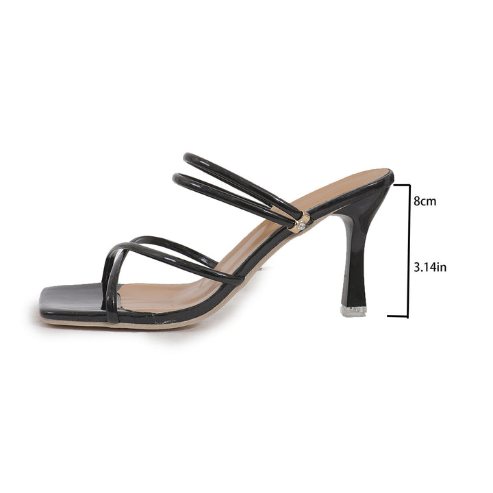 Damen nan elegante Schlüpf-Mule mit schmalen Lackriemchen, quadratischer Zehenpartie und hohem Stilettoabsatz Drune