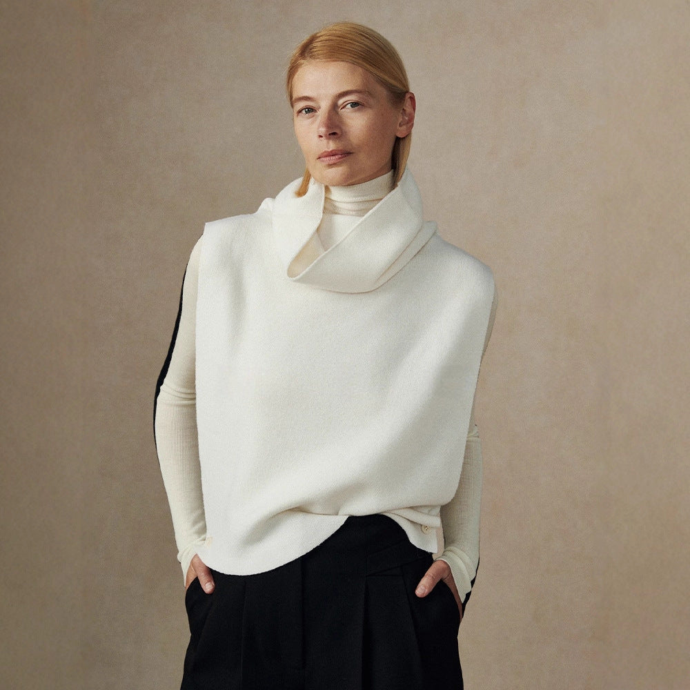 Damen lässige Strickweste mit hochgeschlagenem Kragen Drune