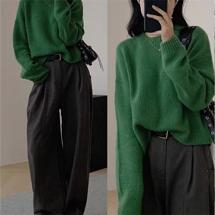 Damen lässiger Strickpullover mit weiter Passform und überschnittenen Schultern Drune