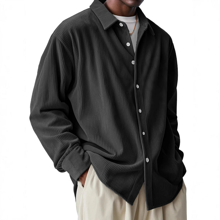 Herren nan oversized Kordhemd mit feiner Rippenstruktur und Relaxed-Fit Drune