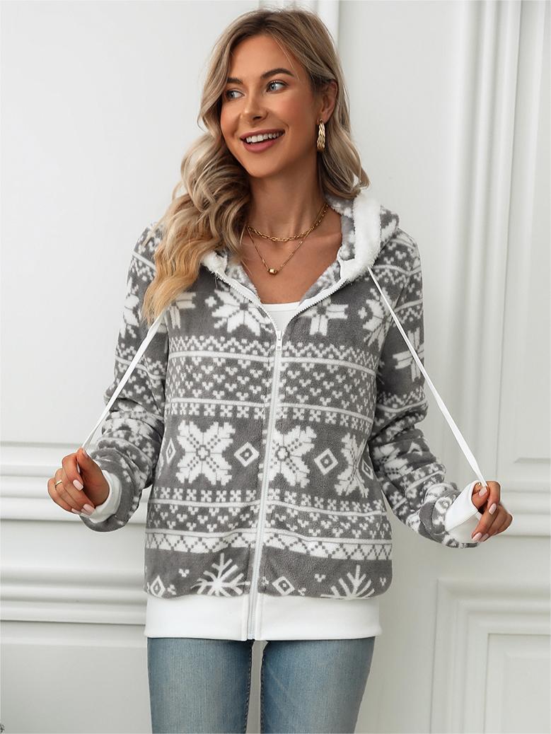 Damen Fleecejacke mit weichem Innenfutter und Wintermuster Drune