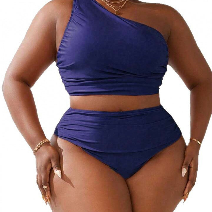 Damen Einseitiger Bikini-Set mit modischem Wickeldetail und hohem Bund Drune