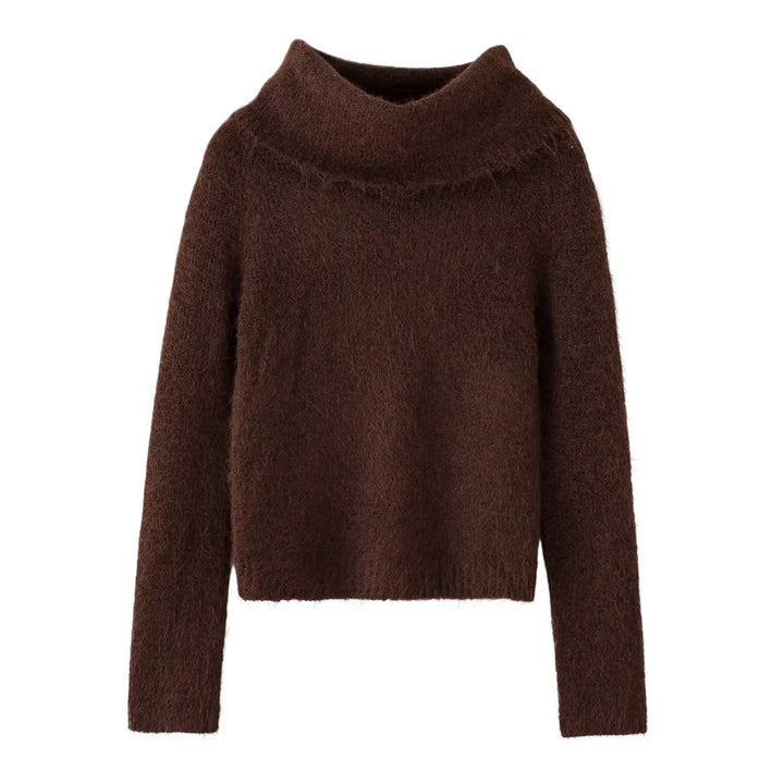 Damen kuscheliges Strickoberteil mit voluminösem Rollkragen Drune