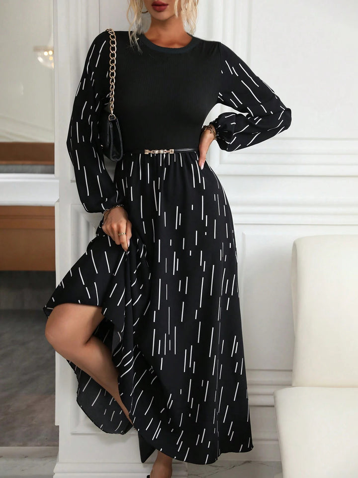 Damen Maxikleid mit farbenfrohem, grafischem Muster und elegantem Schnitt Drune