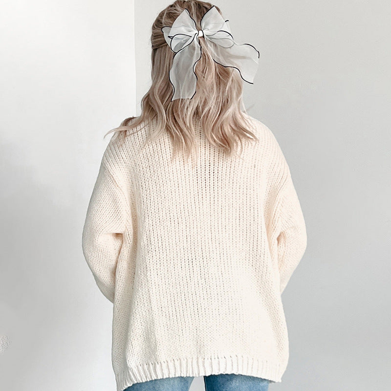 Damen Strickjacke mit herbstlicher Kürbisstickerei Drune