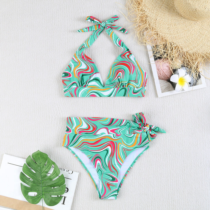 Damen Bikini-Set mit verspieltem Haltertop und hochgeschnittenem Höschen Drune