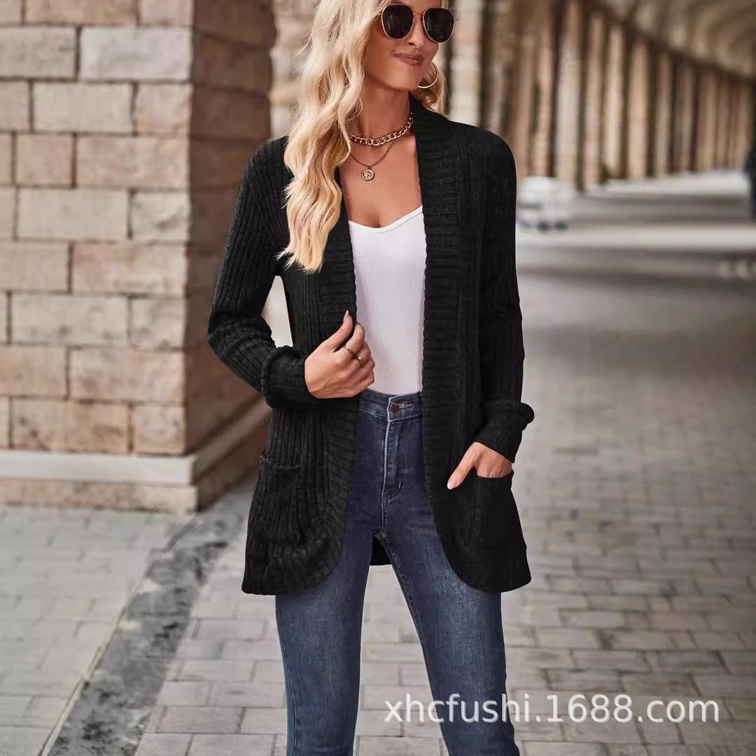 Damen Strickjacke mit strukturiertem Design und praktischen Taschen Drune