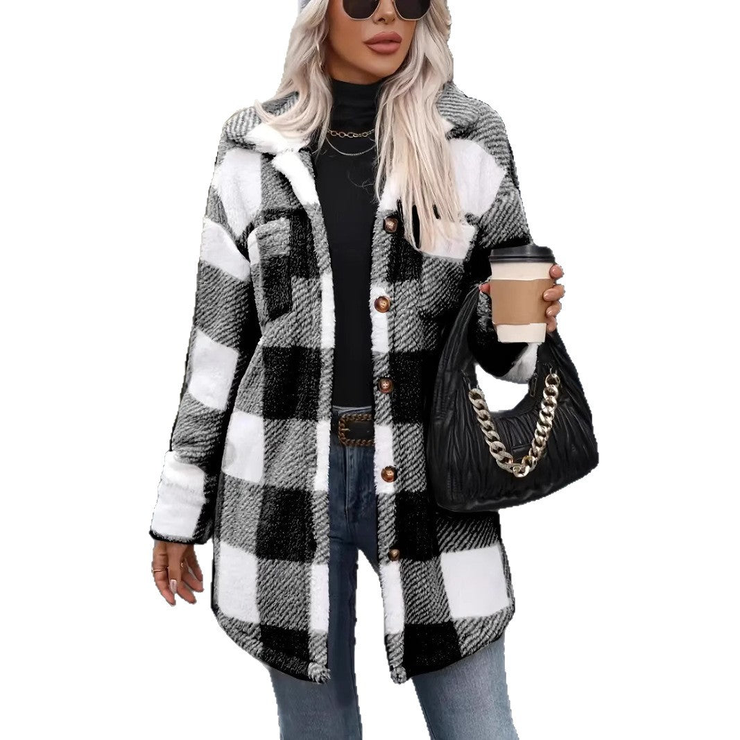 Damen Oversized Karofleecejacke Drune