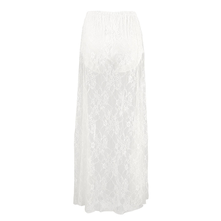Damen Transparente Spitzenrock Drune