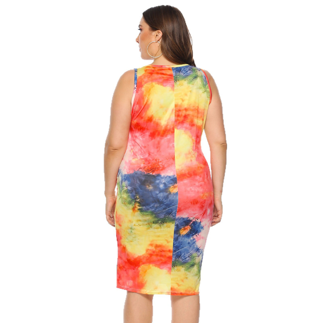 Damen figurbetontes Sommerkleid mit buntem Batik-Muster Drune