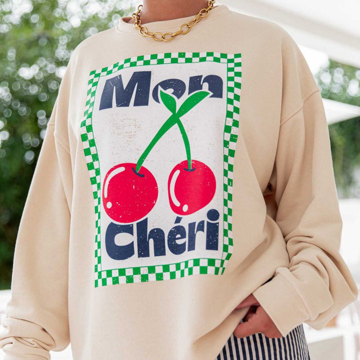 Damen Sweatshirt mit kreativem Obstmotiv und lässigem Schnitt Drune