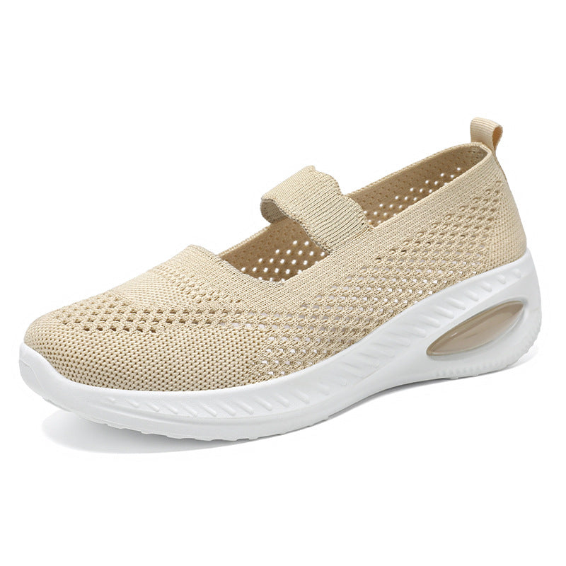 Damen nan atmungsaktiver Strick-Mary-Jane-Sneaker mit elastischem Riemen und sichtbarem Luftkissen-Plateau Drune