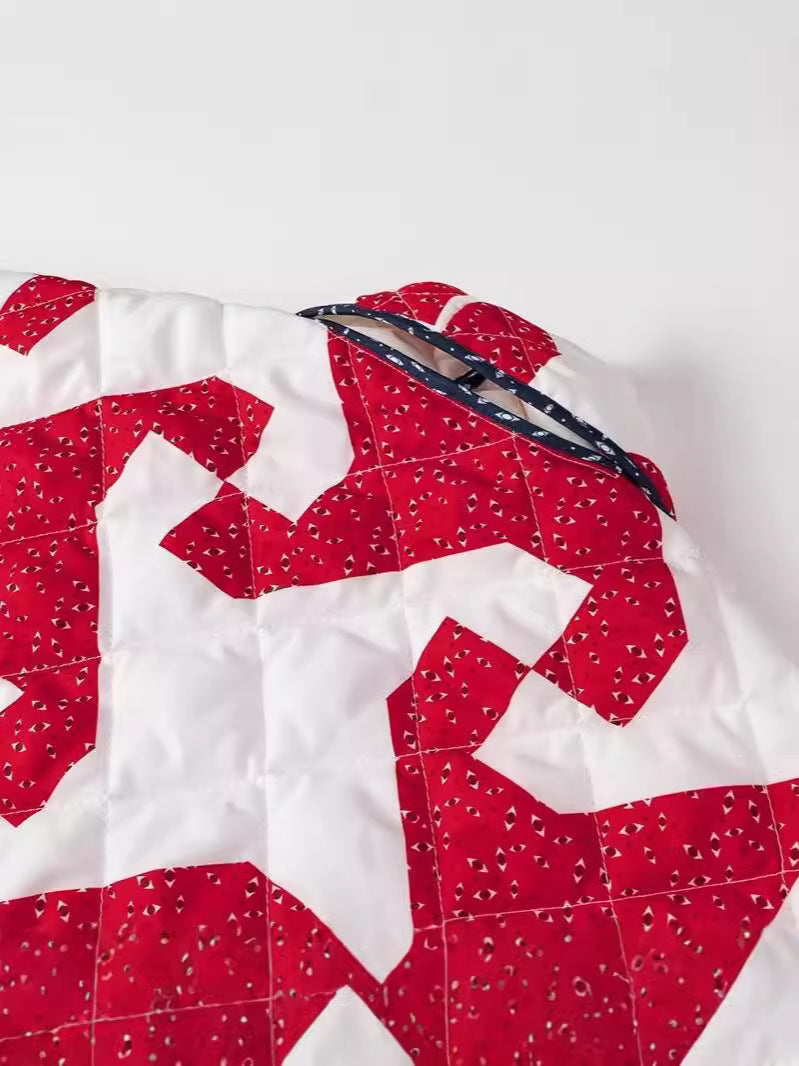 Damen gestepptes Überwurfjacke mit modernem Grafikdesign und großzügigen Taschen Drune